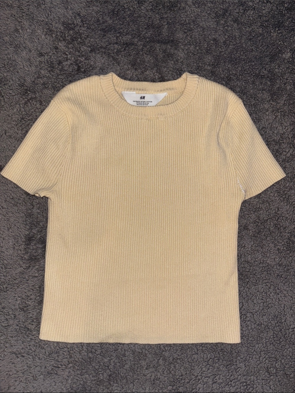 H&M Girls Ribbed Short Sleeve Knit Top